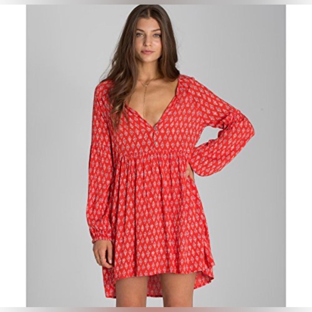 BILLABONG Junior Women’s Until Tomorrow Long Sleeve V-Neck Skater Dress